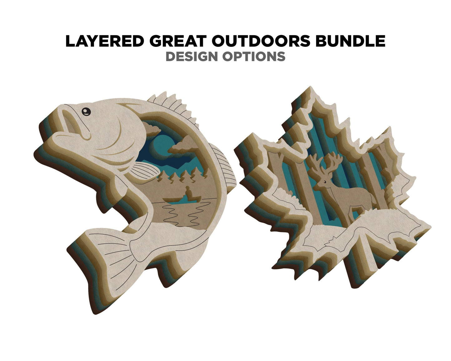 Layered Great Outdoors Bundle - Ornaments and Magnets - SVG, PDF, AI File Download - Works with all Laser Types