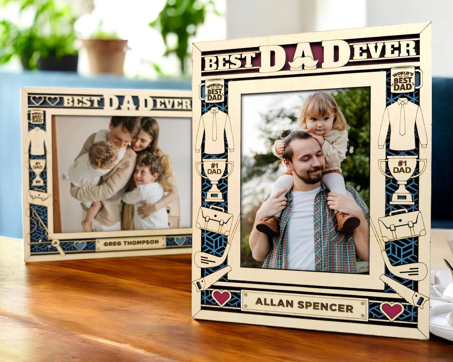 Father's Day Icon Frames - Includes Frame Sizes 4x6, 5x7, 8x10 in Landscape and Portrait - Works with all Lasers