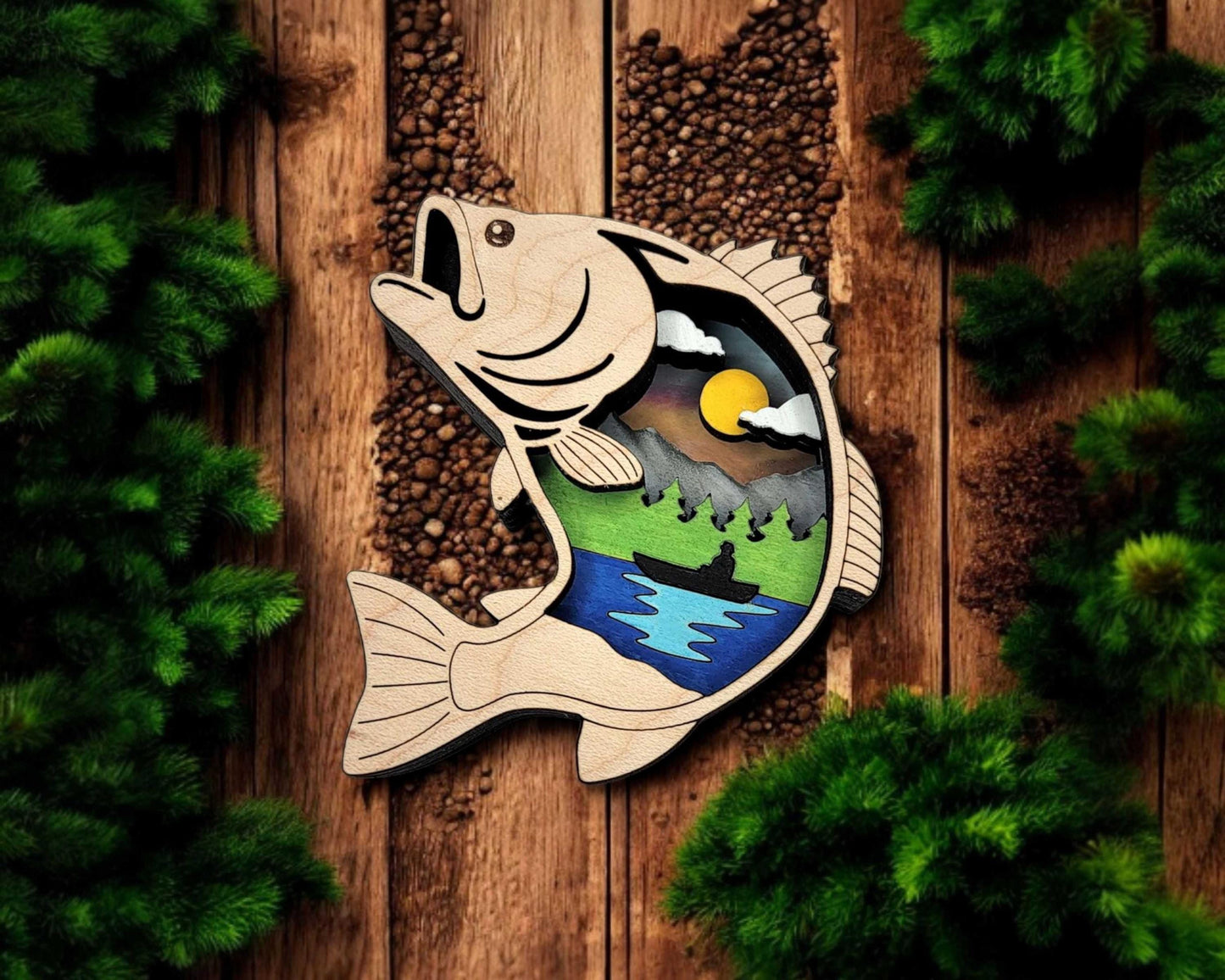 Layered Largemouth Bass - Ornament and Magnet - SVG, PDF, AI File Download - Works with all Laser Types