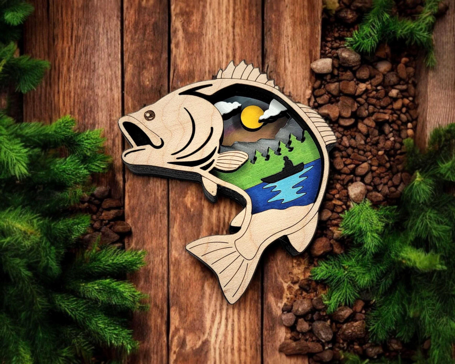 Layered Largemouth Bass - Ornament and Magnet - SVG, PDF, AI File Download - Works with all Laser Types