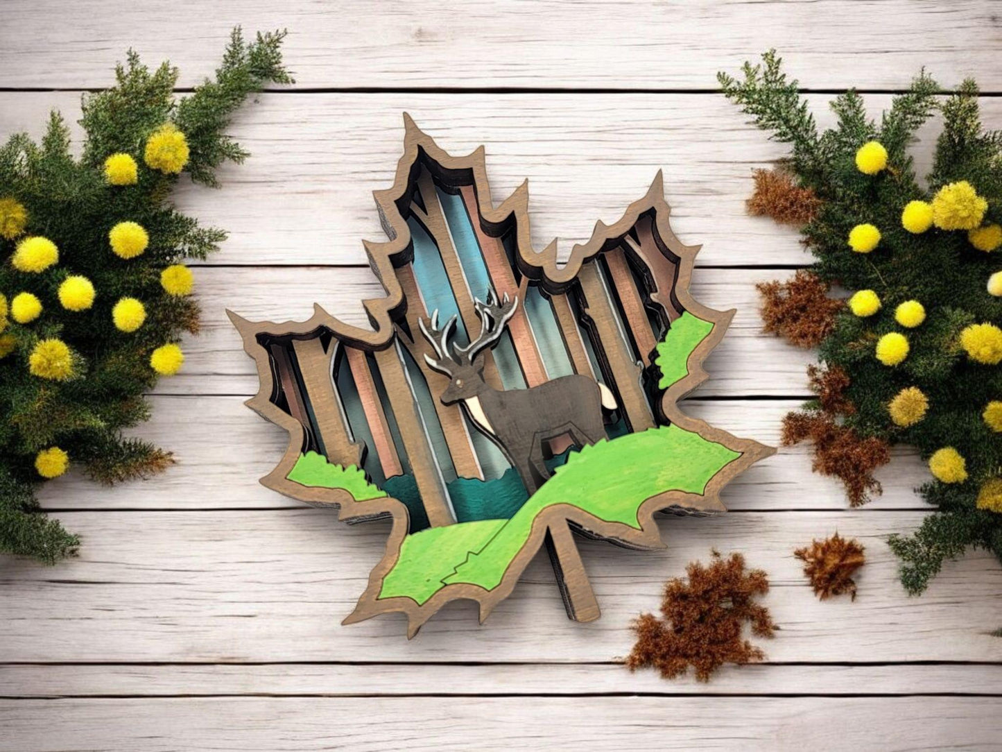 Layered Maple Leaf - Ornament and Magnet - SVG, PDF, AI File Download - Works with all Laser Types