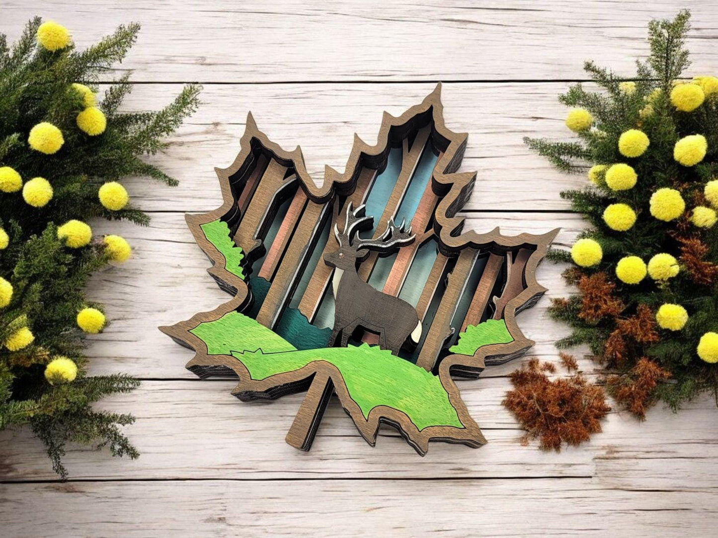 Layered Maple Leaf - Ornament and Magnet - SVG, PDF, AI File Download - Works with all Laser Types