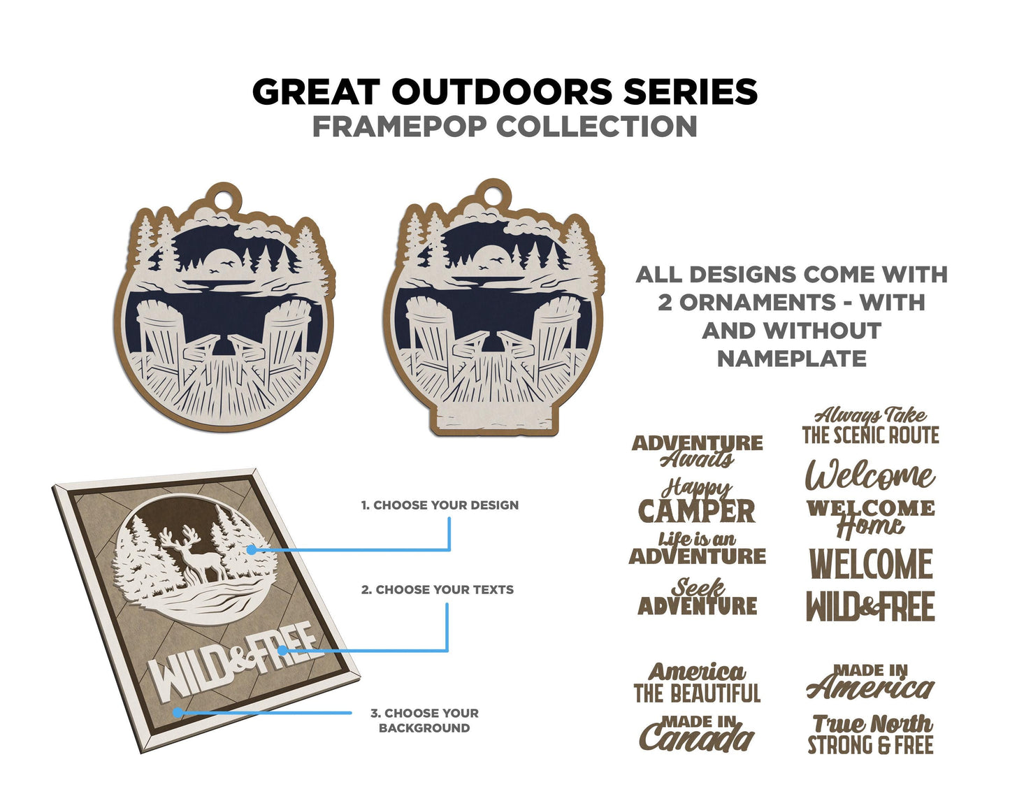 The Great Outdoor Series - FramePop Collection - Ornaments and Signage - SVG, PDF, ai File Download - Works with all Lasers