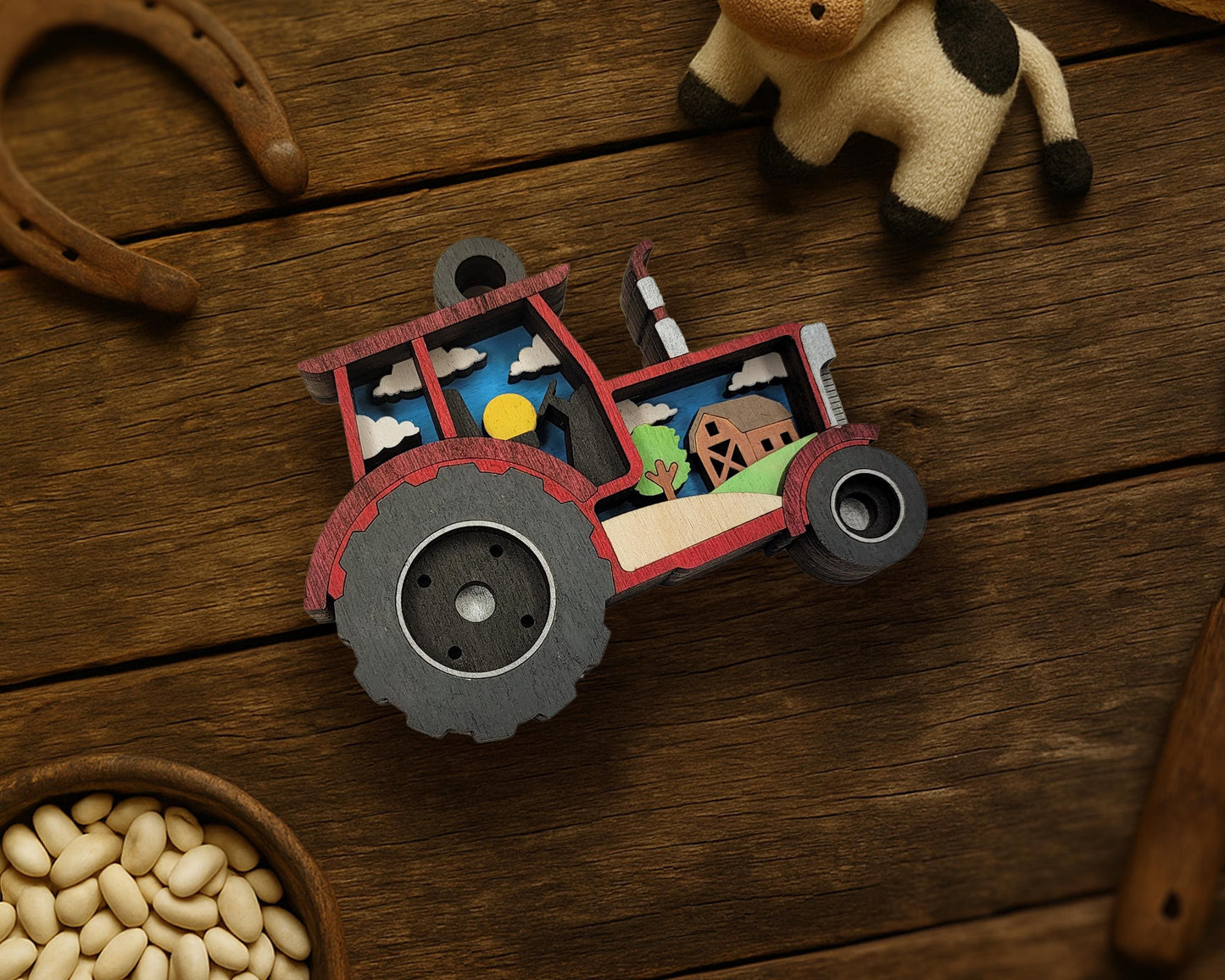 Layered Tractor - Ornament and Magnet - SVG, PDF, AI File Download - Works with all Laser Types