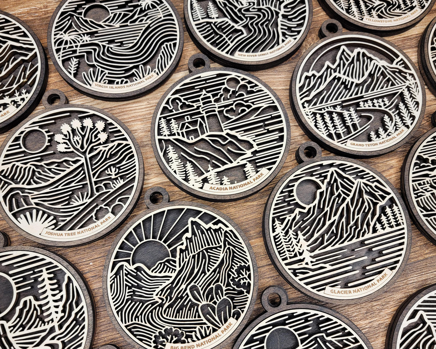 US National Park Line Art Ornaments - 63 Parks includes - SVG, PDF, ai File Download - Works with all Lasers