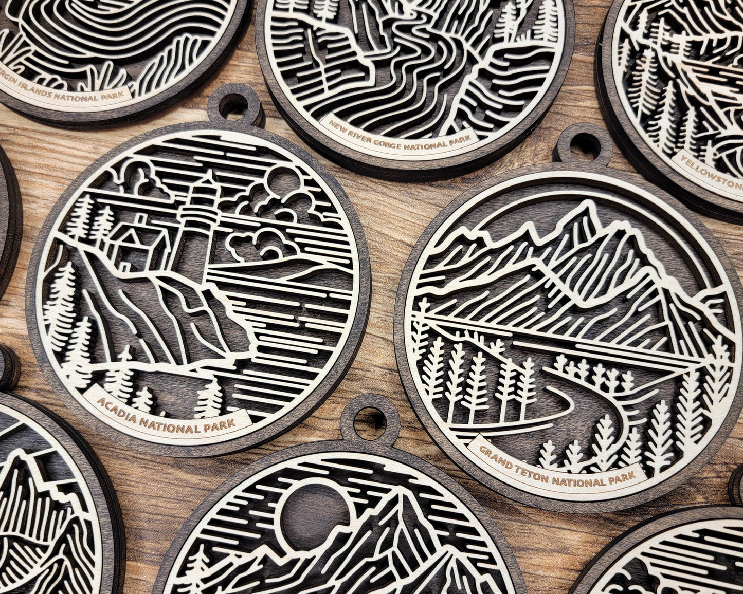 US National Park Line Art Ornaments - 63 Parks includes - SVG, PDF, ai File Download - Works with all Lasers