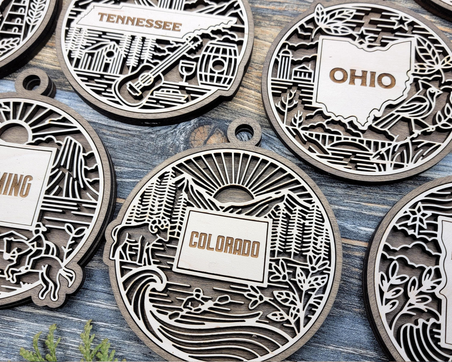 US Heritage State Line Ornaments - 53 Ornaments includes - SVG, PDF, ai File Download - Works with all Lasers