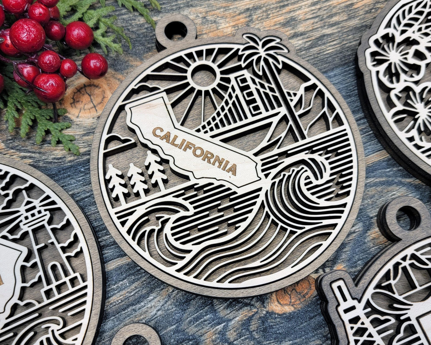 US Heritage State Line Ornaments - 53 Ornaments includes - SVG, PDF, ai File Download - Works with all Lasers