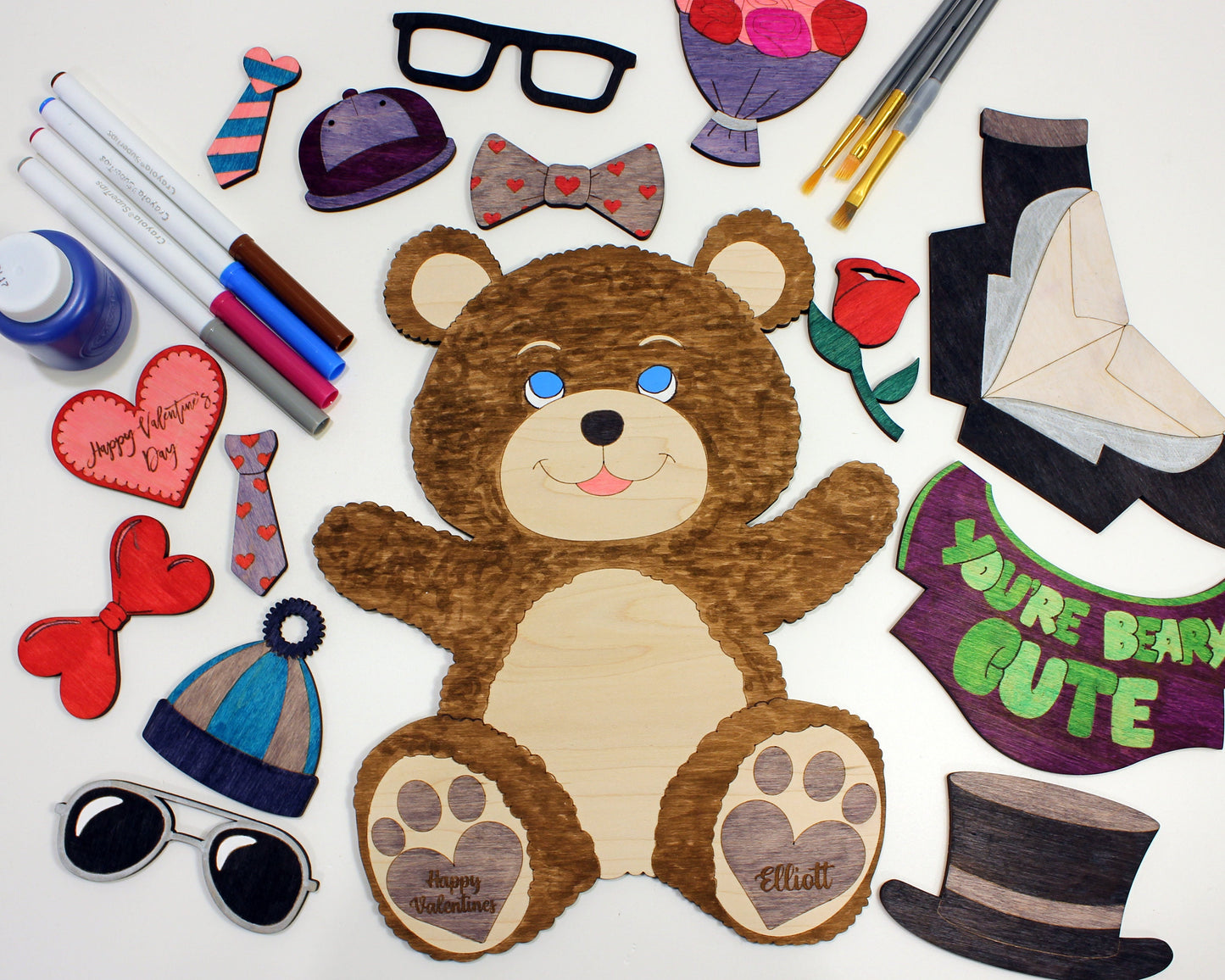 Valentines DIY Build a Bear Crafts - Girl & Boy Versions - SVG File Download - Sized for Glowforge