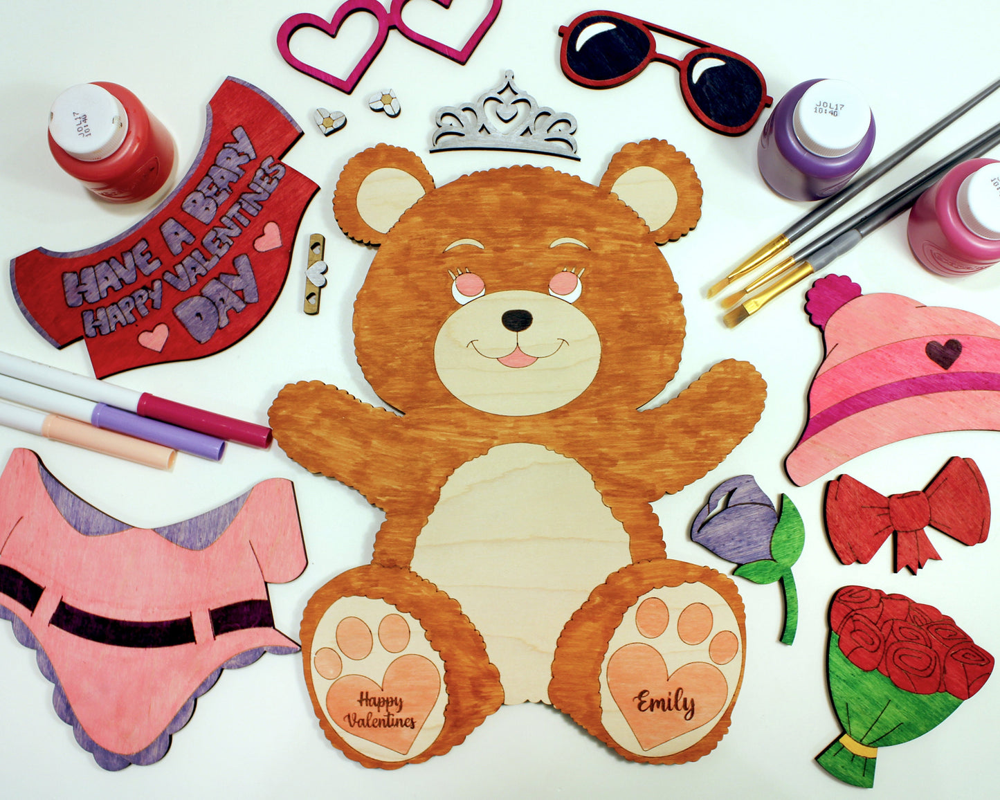 Valentines DIY Build a Bear Crafts - Girl & Boy Versions - SVG File Download - Sized for Glowforge