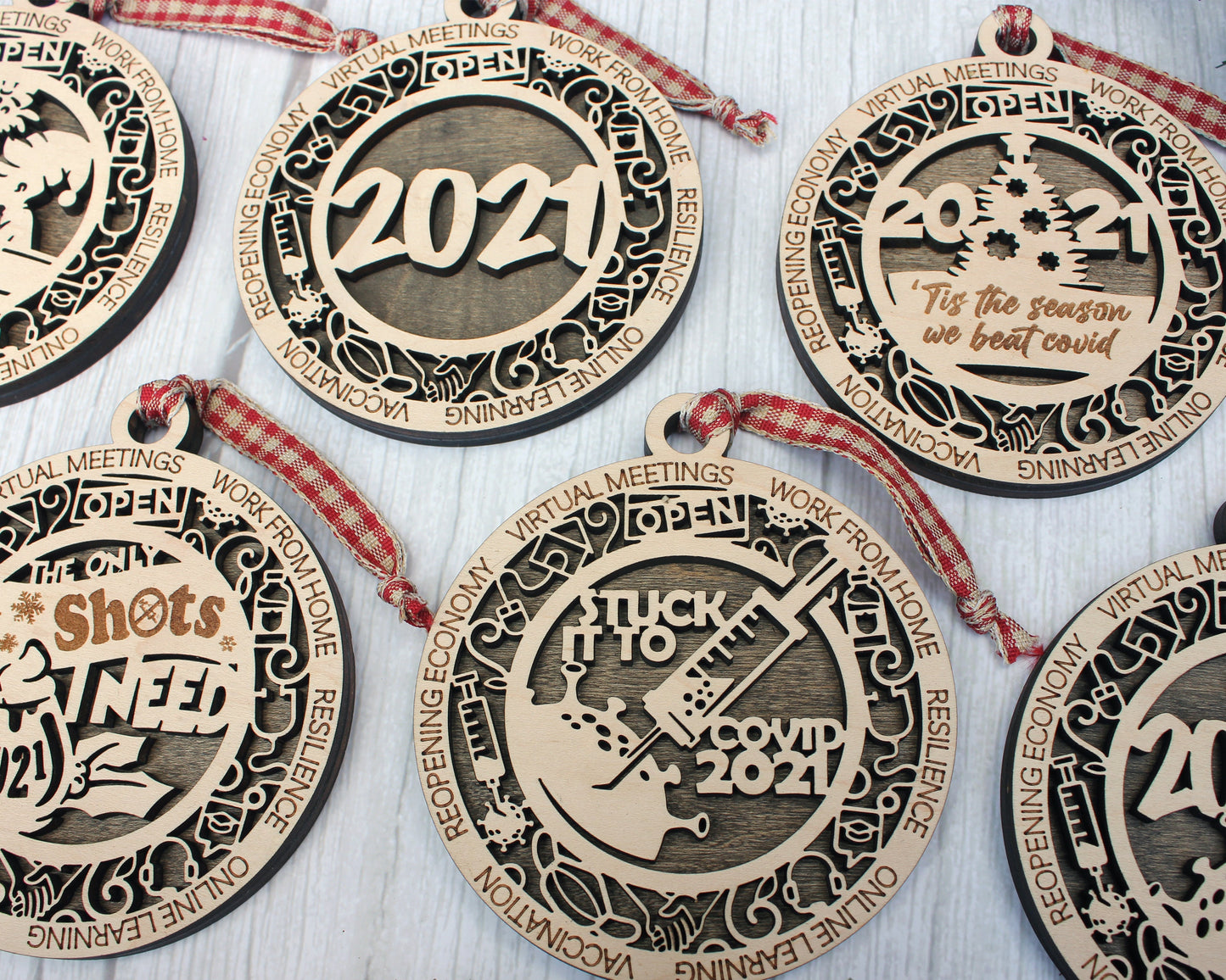 2021 Themed Christmas Ornament Bundle - 15 Designs - SVG File Download - Sized for Glowforge