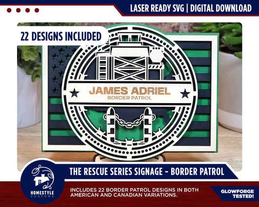 The Rescue Series Signage - Border Patrol - 22 Designs - SVG File Download - Sized for Glowforge