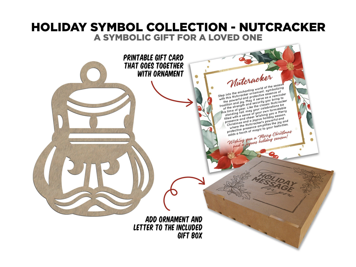 Nutcracker Holiday Symbol - 1 Symbol Ornament - 2 Prints - 2 Box Designs - SVG, PDF, AI File Download - Glowforge and Lightburn