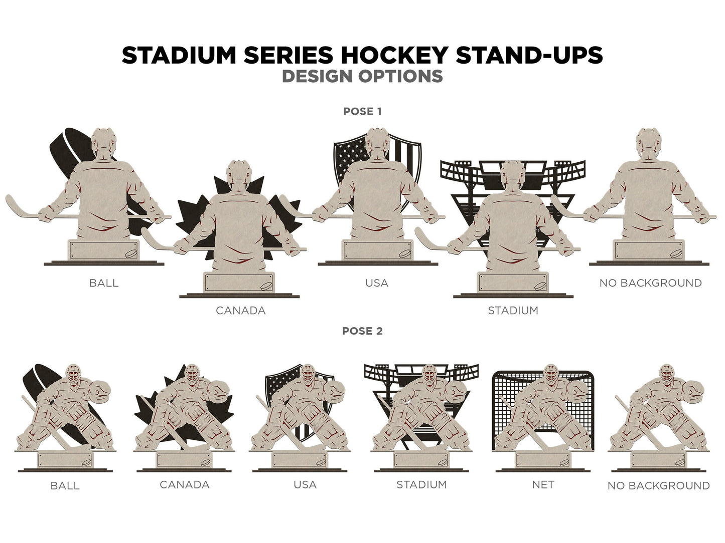 Stadium Series Stand Ups - Hockey - 3 poses in 2 cut formats and 1 engrave option with Male and Female - Tested on Glowforge & Lightburn