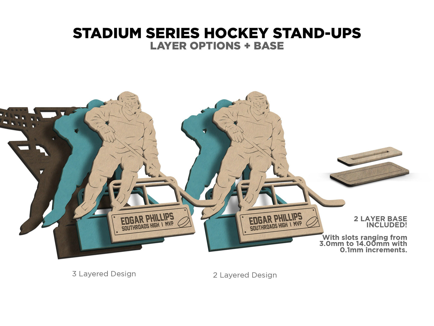 Stadium Series Stand Ups - Hockey - 3 poses in 2 cut formats and 1 engrave option with Male and Female - Tested on Glowforge & Lightburn