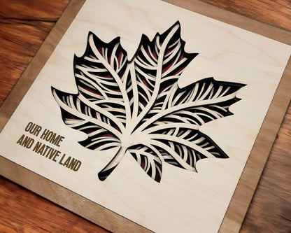 Canadian Maple Filigree - 5 Layer Design with 6 Text Options - SVG, PDF, AI File Download - Works with all Laser Types