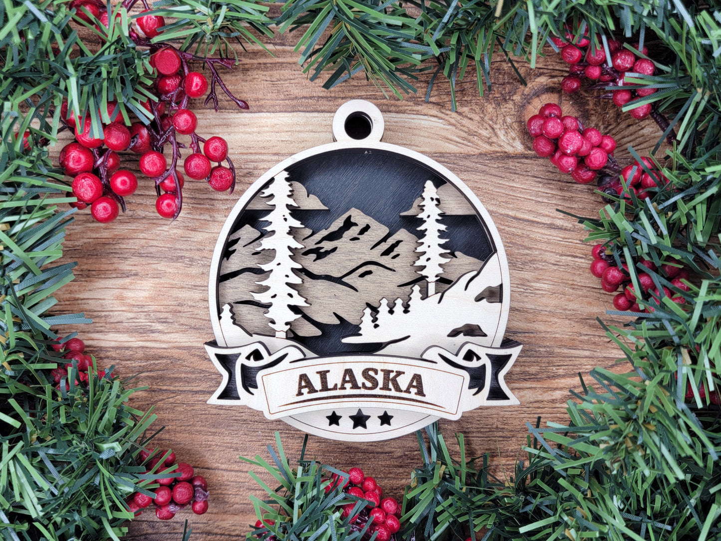 Alaska Discover America Set - Includes Ornaments, Signage & Key Hanger - SVG, PDF, AI File types - Works With All Lasers