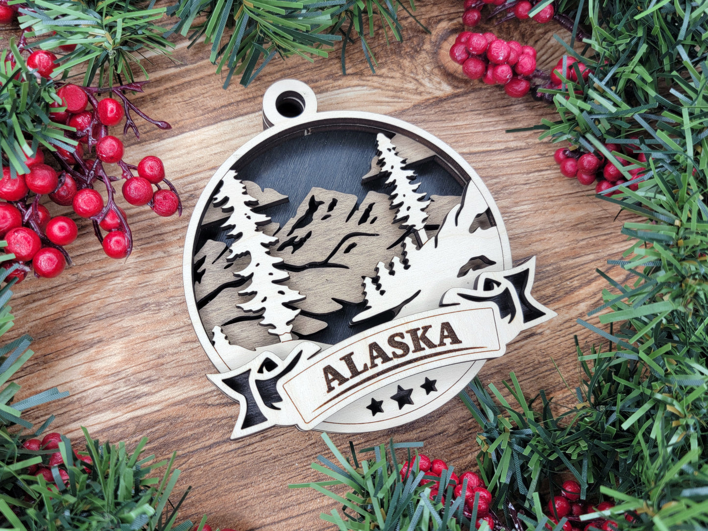 Alaska Discover America Set - Includes Ornaments, Signage & Key Hanger - SVG, PDF, AI File types - Works With All Lasers