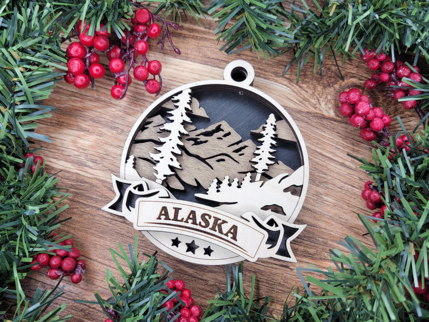 Alaska Discover America Set - Includes Ornaments, Signage & Key Hanger - SVG, PDF, AI File types - Works With All Lasers