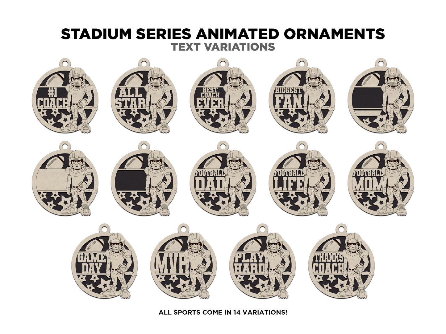 Stadium Series Animated Ornaments - 15 Sports with 14 Variations  - SVG, PDF, AI File Download - Glowforge and Lightburn Tested