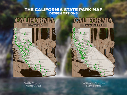 The California State Park Map - Custom and Non Customizable Options - SVG, PDF File Download - Tested in Lightburn and Glowforge