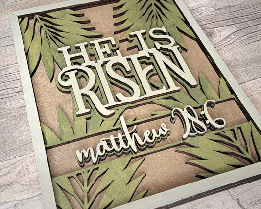 He Has Risen Easter Signage - One 3 Layer Sign included - SVG, PDF, AI File Download - Lightburn and Glowforge Tested