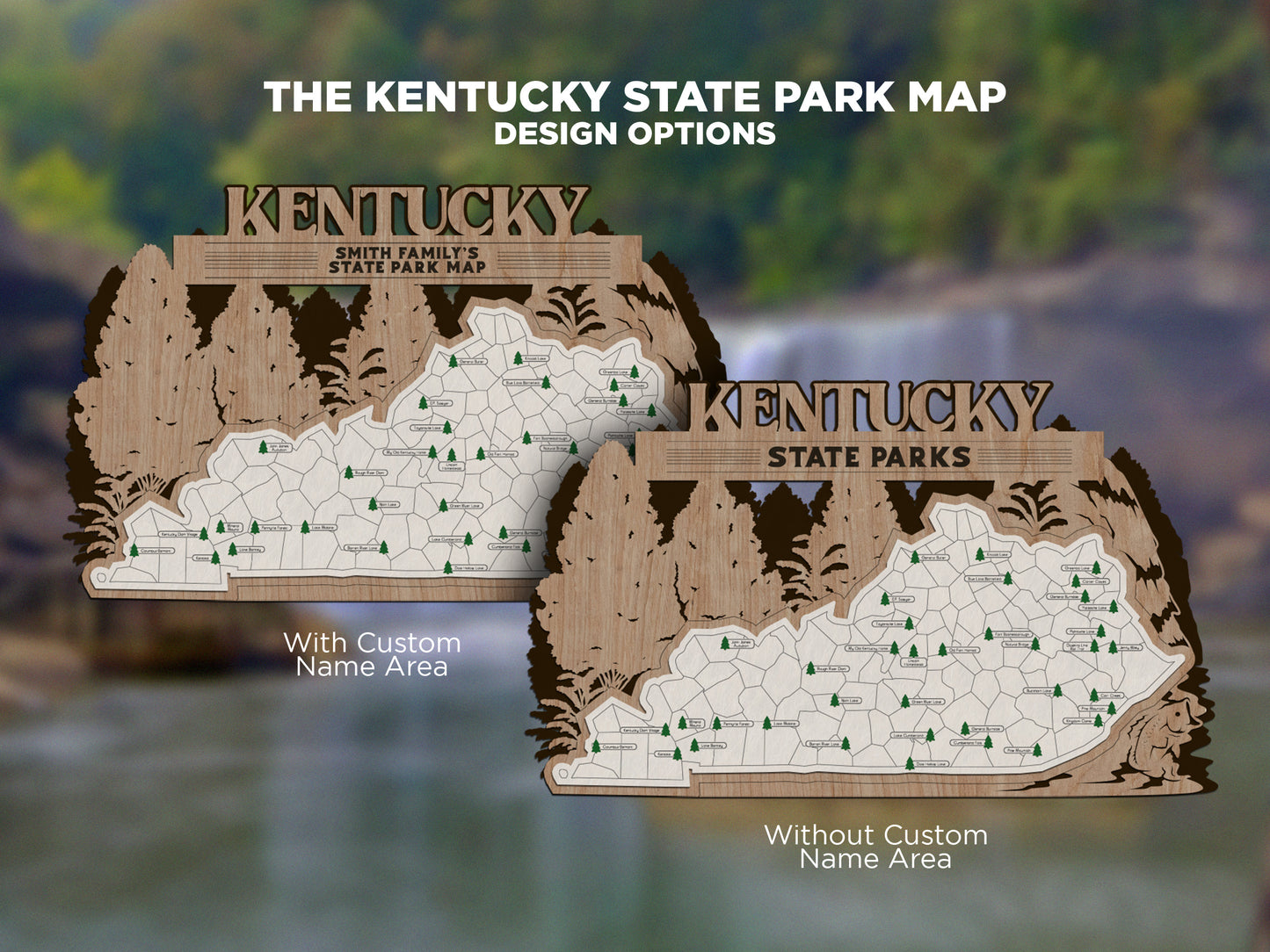 The Kentucky State Park Map - Custom and Non Customizable Options - SVG, PDF File Download - Tested in Lightburn and Glowforge & Xtool