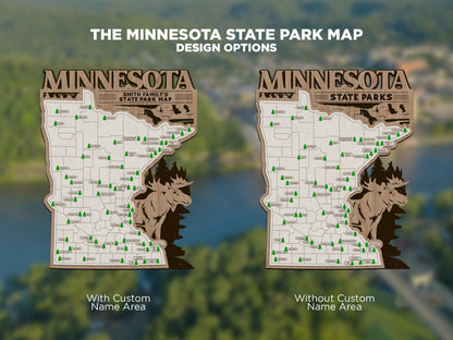 The Minnesota State Park Map - Custom and Non Customizable Options - SVG, PDF File Download - Tested in Lightburn and Glowforge