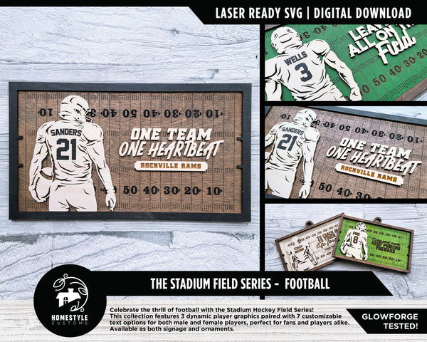The Stadium Field Series Football - Ornaments and Signage - SVG, PDF, AI File Download - Works with all Laser Types