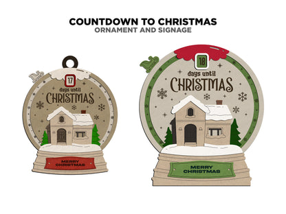 Countdown To Christmas - Ornament & Signage - Personalize with a Family Name- SVG, PDF, AI File types - Works With All Lasers