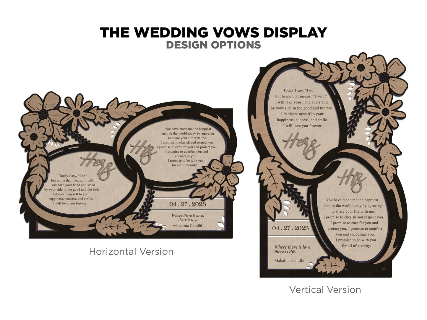 The Wedding Vow Display - Horizontal and Vertical versions included - SVG File Download - Glowforge & Lightburn Tested