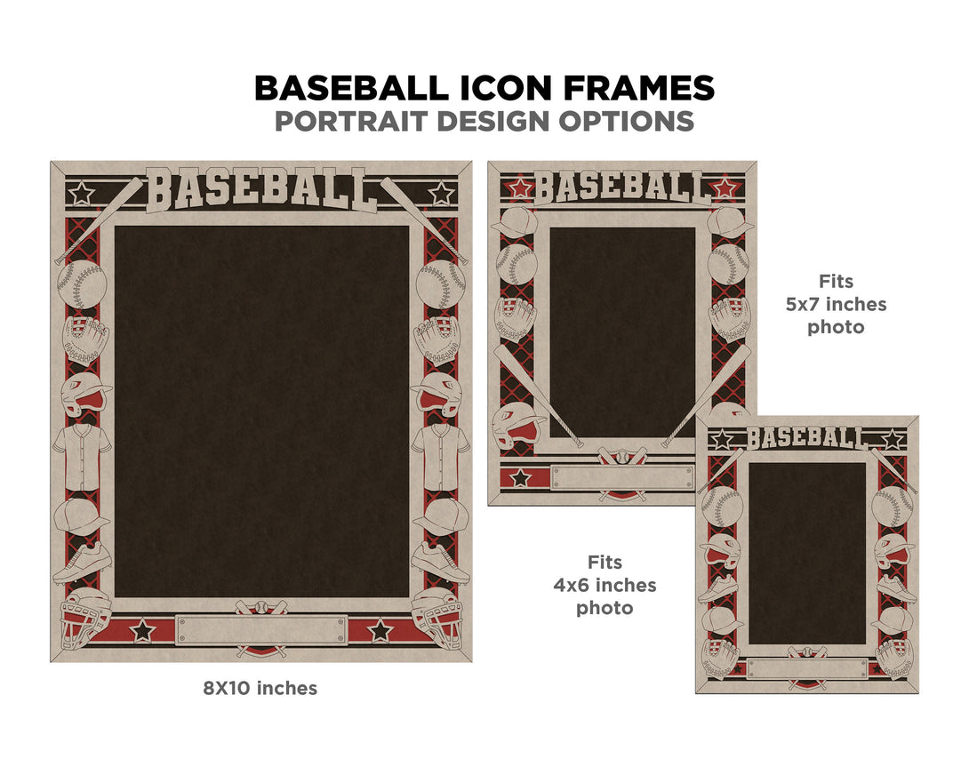 Baseball Icon Frames - Includes Frame Sizes 4x6, 5x7, 8x10 in Landscap ...