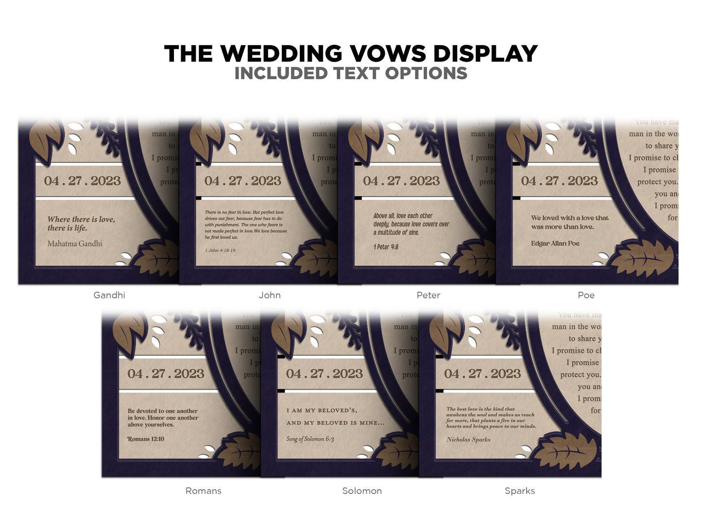 The Wedding Vow Display - Horizontal and Vertical versions included - SVG File Download - Glowforge & Lightburn Tested