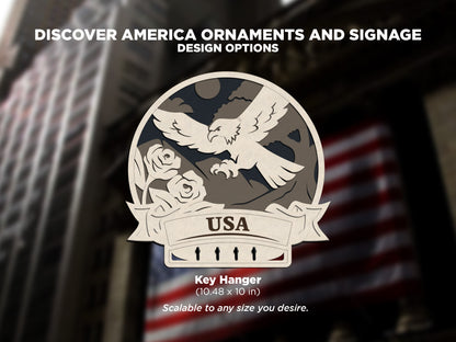 Discover America USA Free Preview - Ornaments, Signage & Key Hanger - SVG, PDF, AI File types - Works With All Lasers