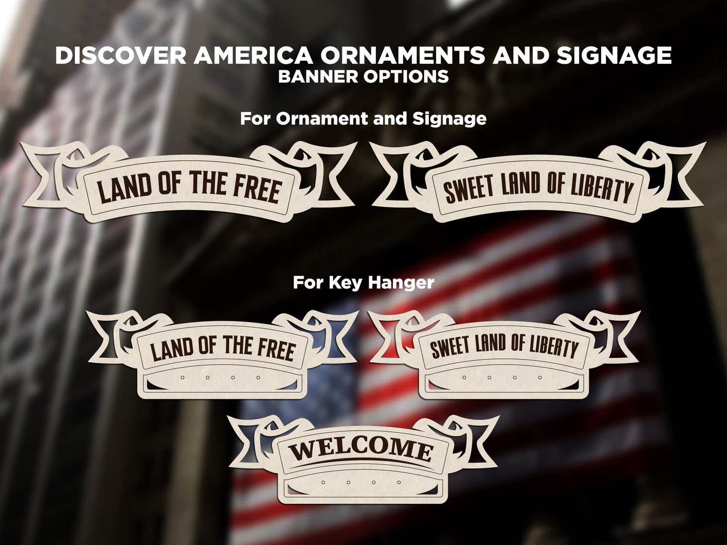 Discover America USA Free Preview - Ornaments, Signage & Key Hanger - SVG, PDF, AI File types - Works With All Lasers