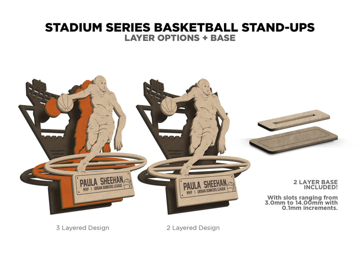 Stadium Series Stand Ups - Basketball - 5 poses in 2 cut formats and 1 engrave option with Male and Female - Tested on Glowforge & Lightburn