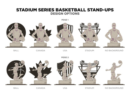 Stadium Series Stand Ups - Basketball - 5 poses in 2 cut formats and 1 engrave option with Male and Female - Tested on Glowforge & Lightburn