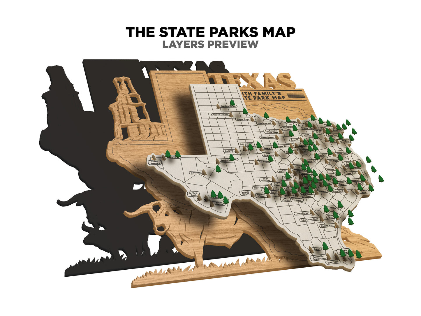 The Ohio State Park Map - Custom and Non Customizable Options - SVG, PDF File Download - Tested in Lightburn and Glowforge & Xtool