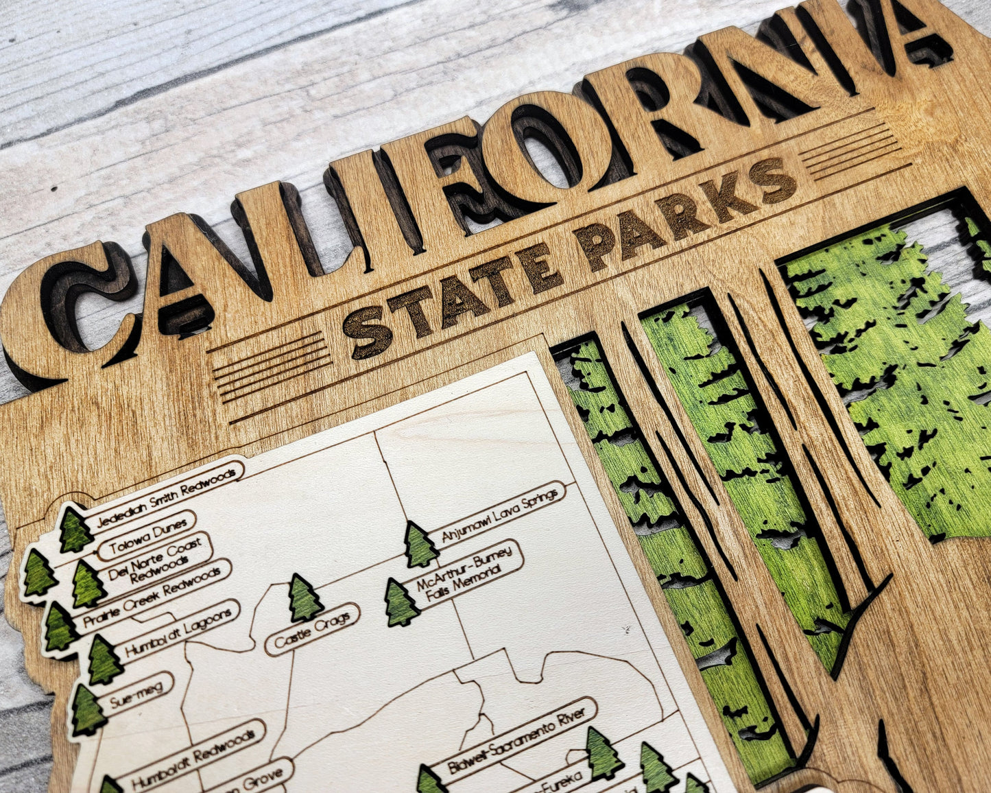 The California State Park Map - Custom and Non Customizable Options - SVG, PDF File Download - Tested in Lightburn and Glowforge