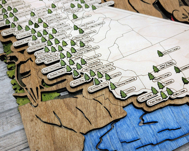 The California State Park Map - Custom and Non Customizable Options - SVG, PDF File Download - Tested in Lightburn and Glowforge