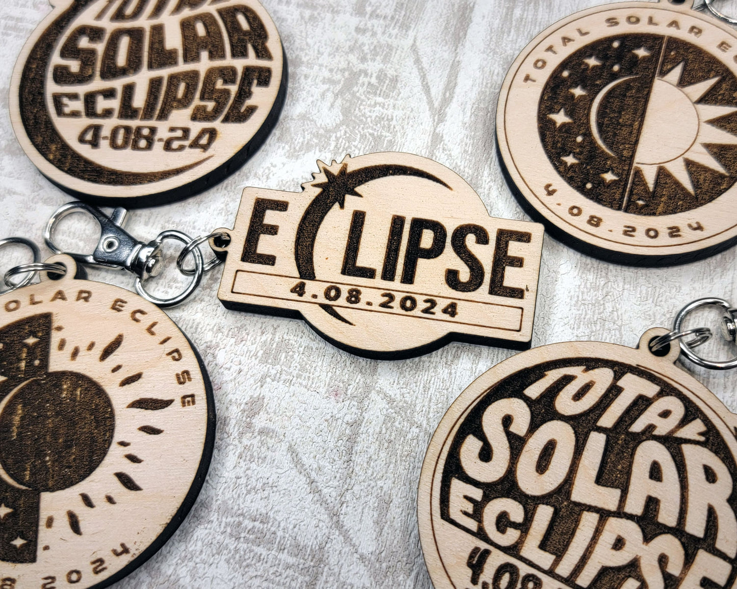 Solar Eclipse Keychains - 7 Options Included - Tested on Glowforge & Lightburn