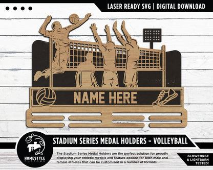 Stadium Series Medal Holders - Volleyball - SVG, PDF, AI Files - Glowforge & Lightburn Tested