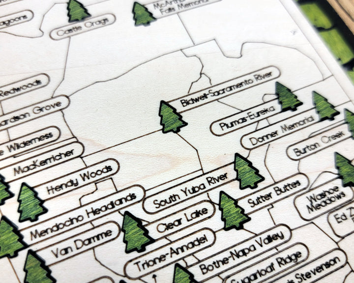 The California State Park Map - Custom and Non Customizable Options - SVG, PDF File Download - Tested in Lightburn and Glowforge