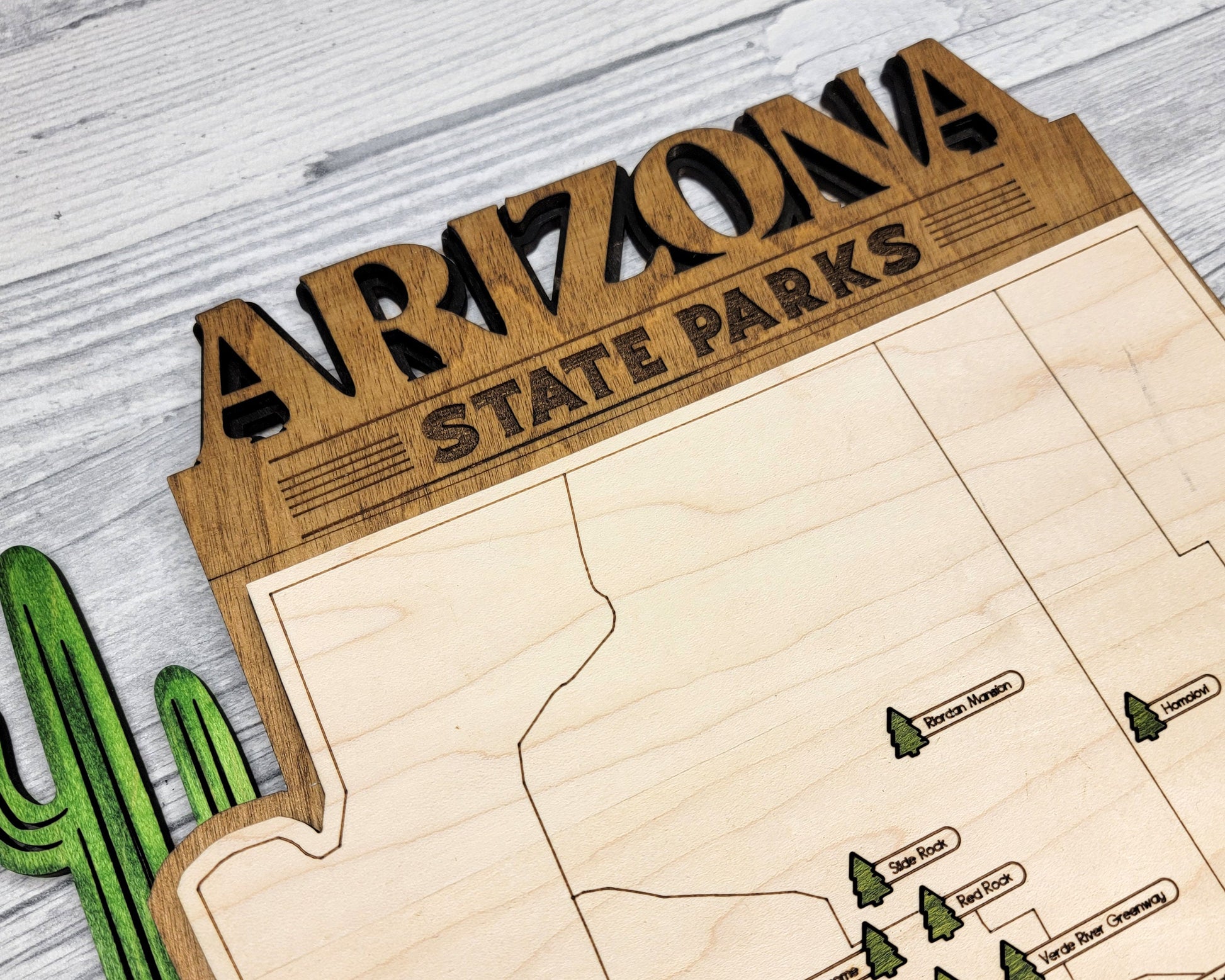 The Arizona State Park Map - Custom and Non Customizable Options - SVG, PDF File Download - Tested in Lightburn and Glowforge & Xtool
