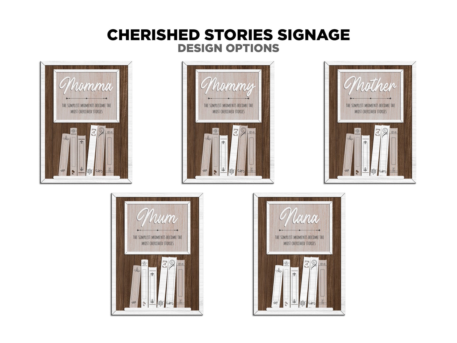 Cherished Stories - 1-6 Name - 11 variations of 'mom' - Tested on Glowforge, Xtool & Lightburn