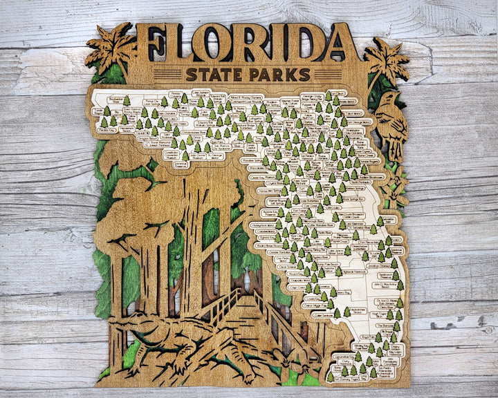The Florida State Park Map - Custom and Non Customizable Options - SVG, PDF File Download - Tested in Lightburn and Glowforge