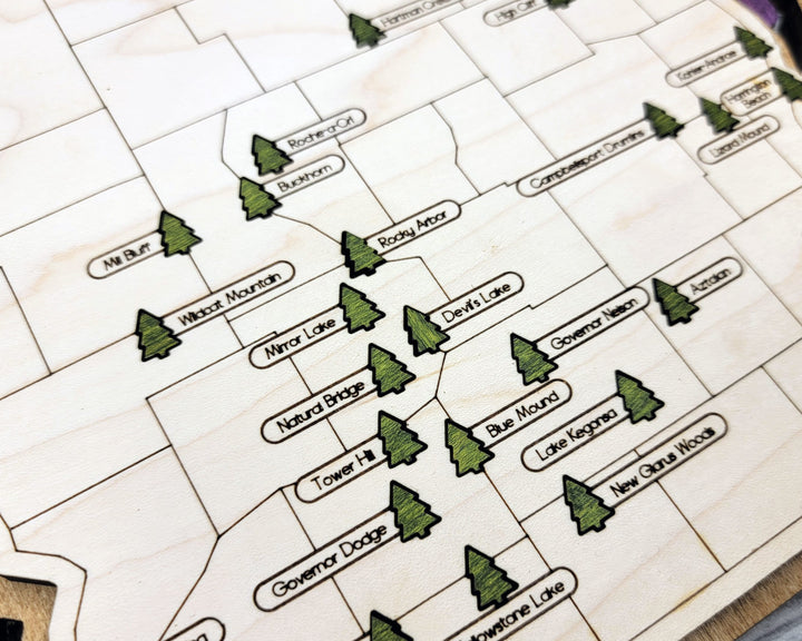 The Wisconsin State Park Map - Custom and Non Customizable Options - SVG, PDF File Download - Tested in Lightburn and Glowforge & Xtool