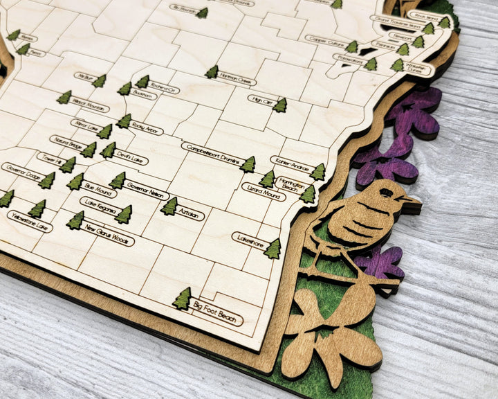 The Wisconsin State Park Map - Custom and Non Customizable Options - SVG, PDF File Download - Tested in Lightburn and Glowforge & Xtool