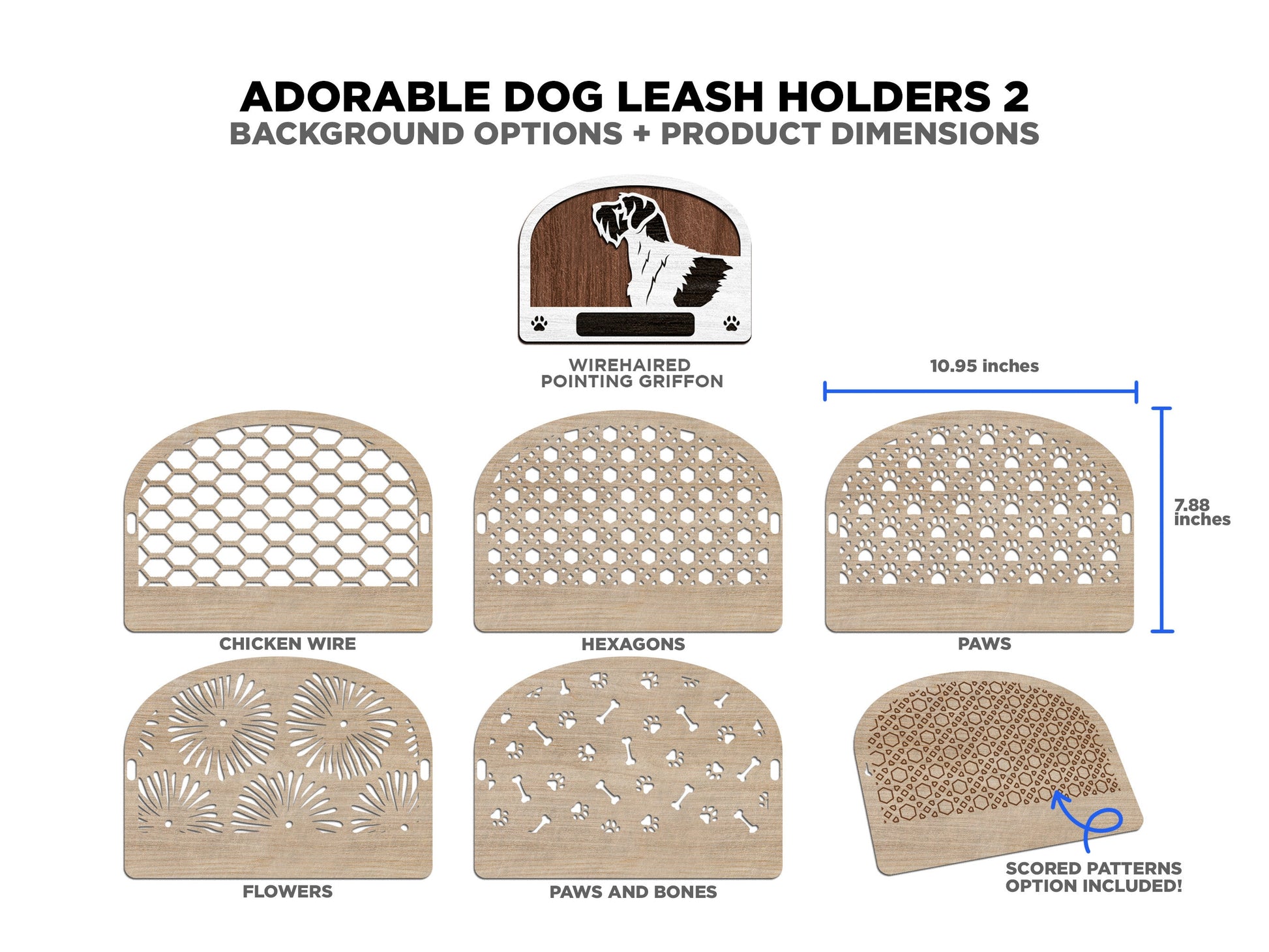 Adorable Dog Leash Holders - Pack 2 - 50 Breeds included - SVG, PDF,AI file types - Glowforge and Lightburn Tested