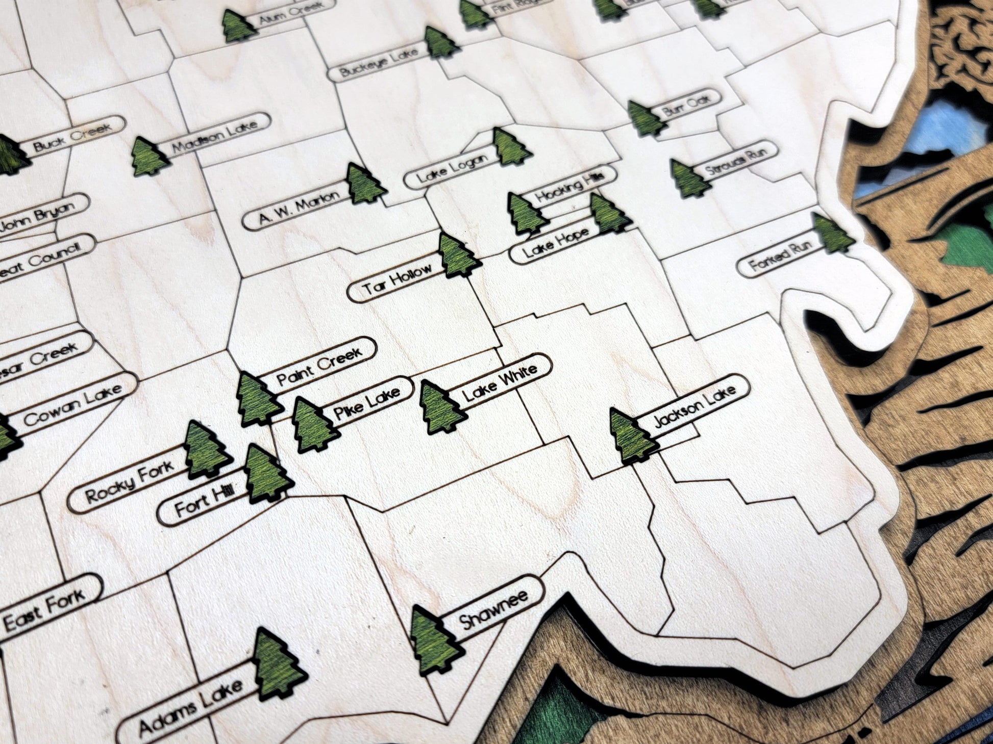 The Ohio State Park Map - Custom and Non Customizable Options - SVG, PDF File Download - Tested in Lightburn and Glowforge & Xtool